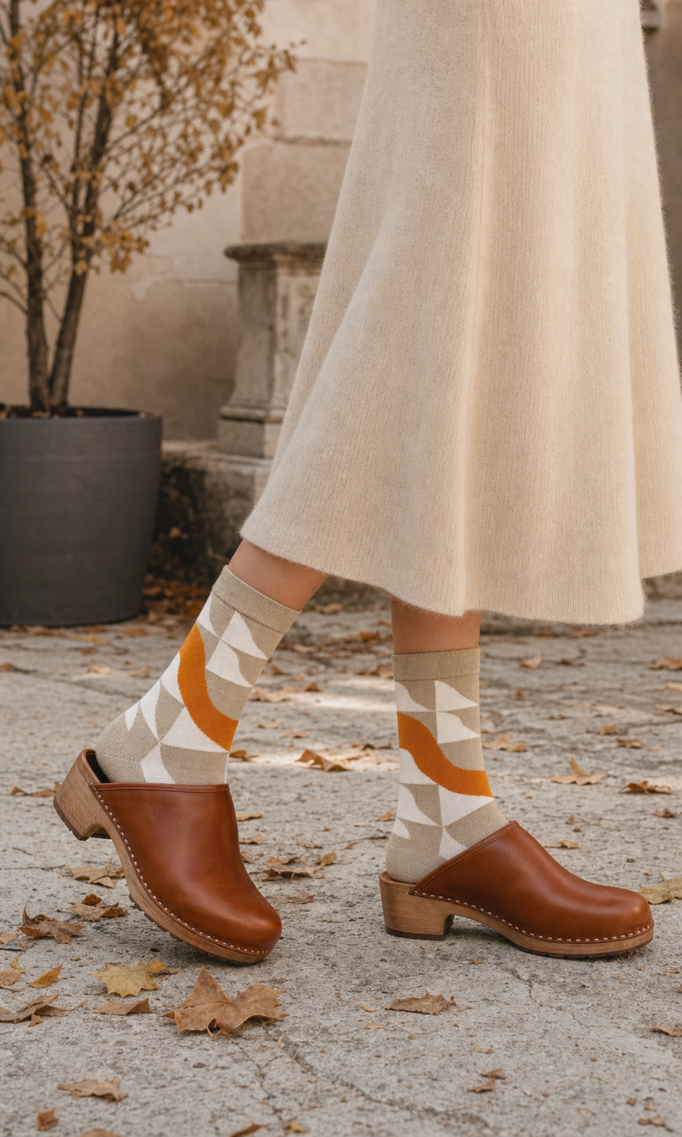Amber Geometry socks styled outfit 3