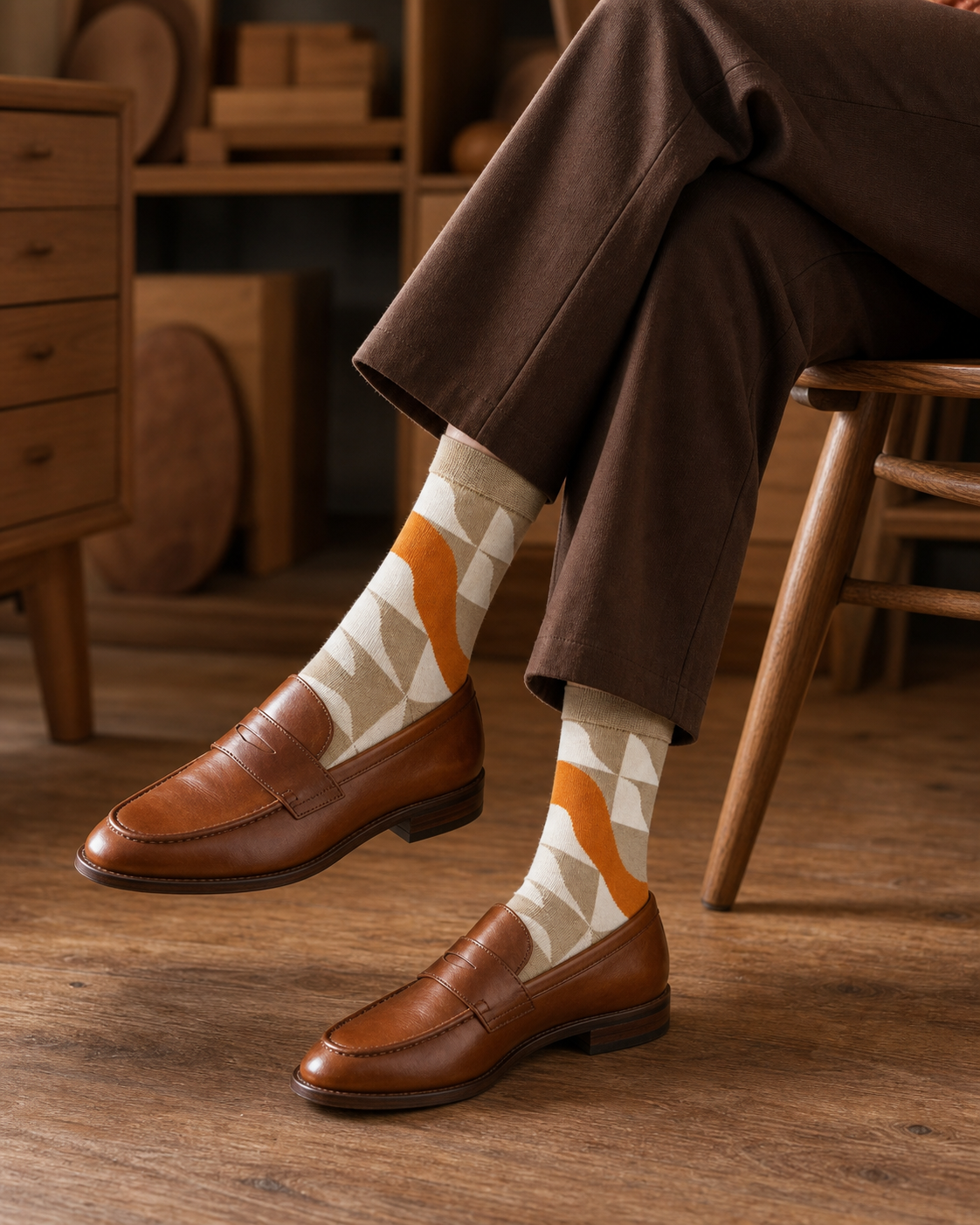 Amber Geometry socks styled outfit 2