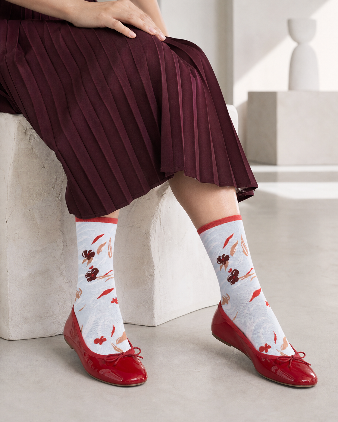 Berry Butterfly socks styled outfit 2