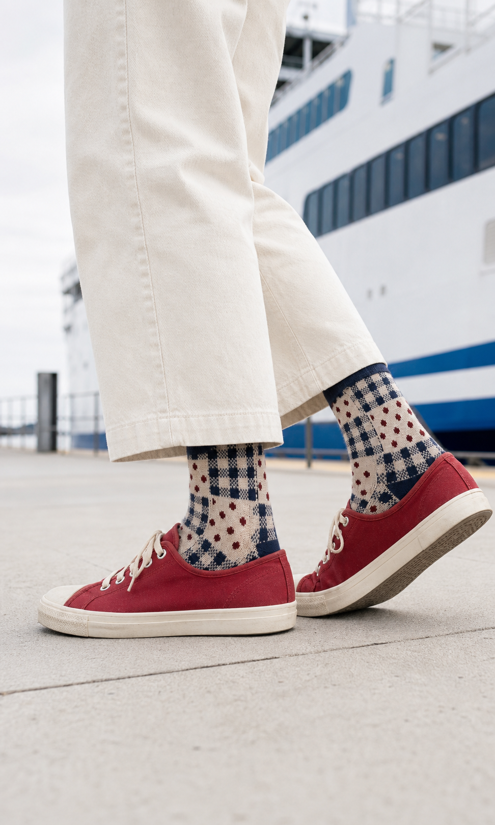 Birch Dot socks styled outfit 3