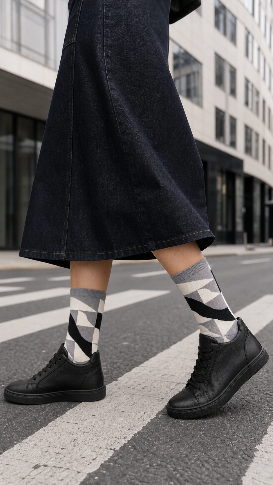 Graphite Wave socks styled outfit 3