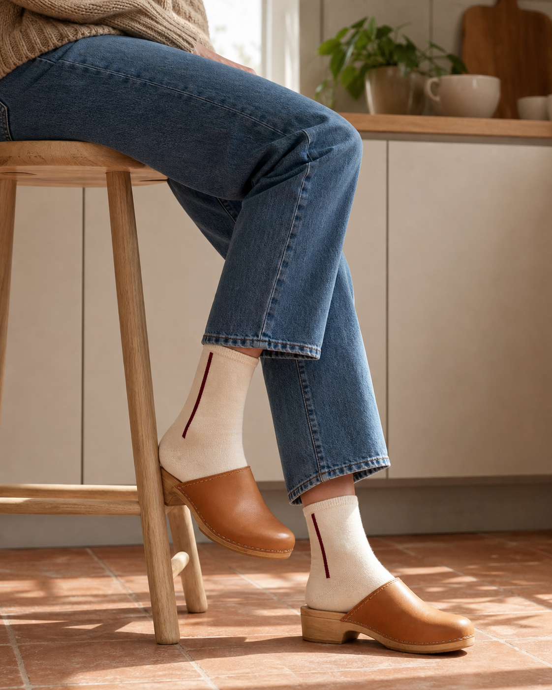 Oat Plain socks styled outfit 3