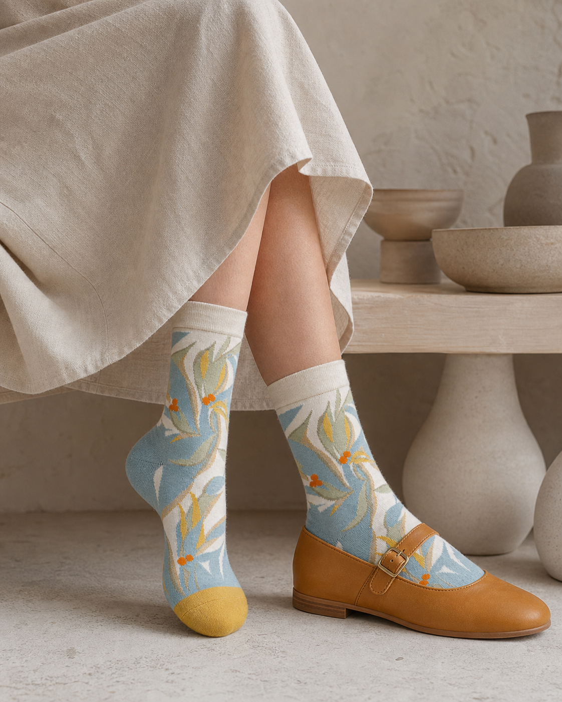Spring Sprig socks styled outfit 3