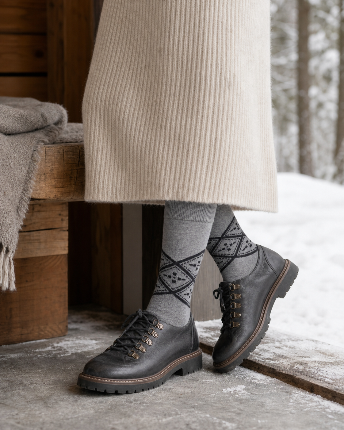 Stone Diamond socks styled outfit 3